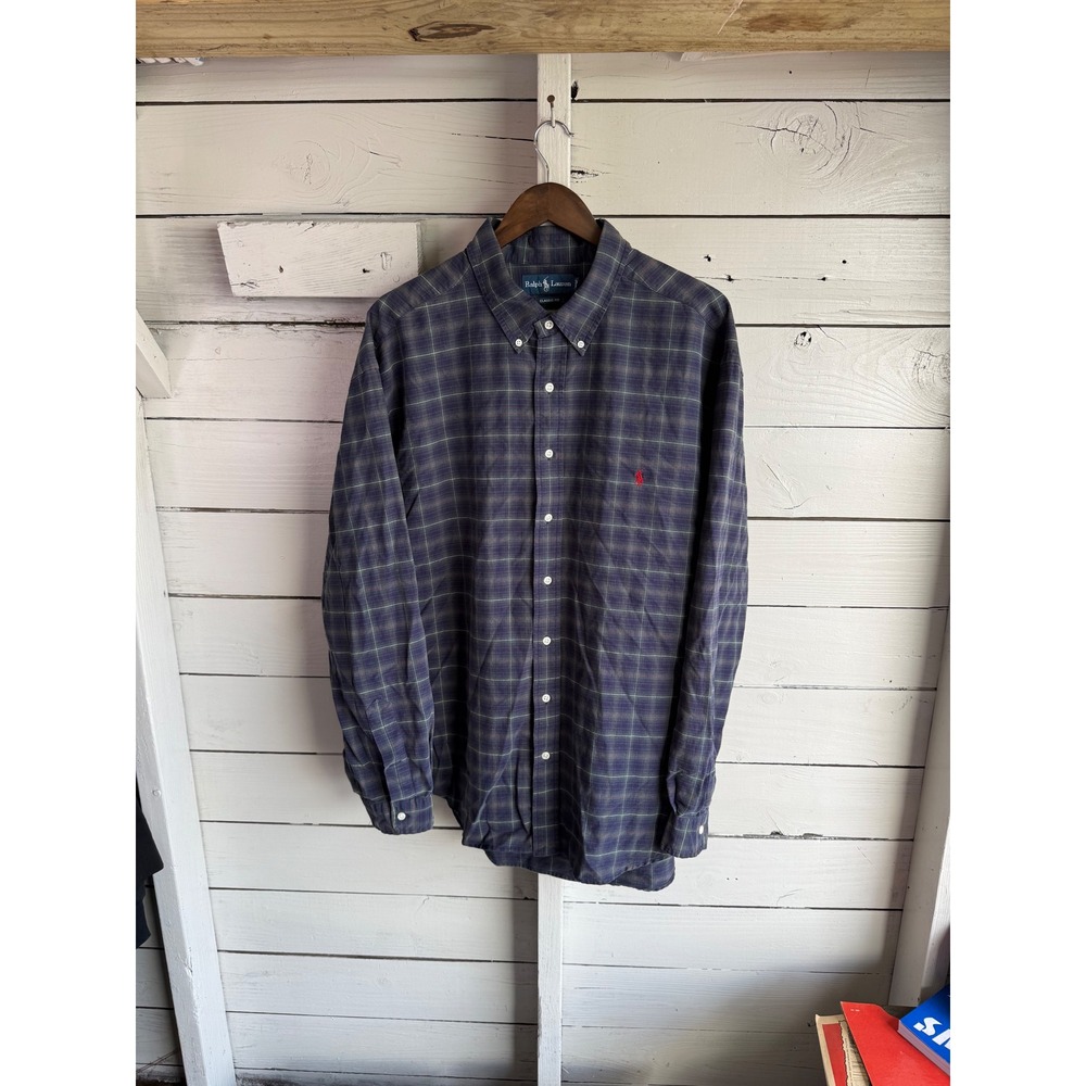 Polo Ralph Lauren Mens 2XB Classic Fit Plaid Button Down Shirt Purple Green NWT